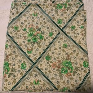 Rare Print! Green Floral Print Vintage Flat Sheet - FULL/DBL